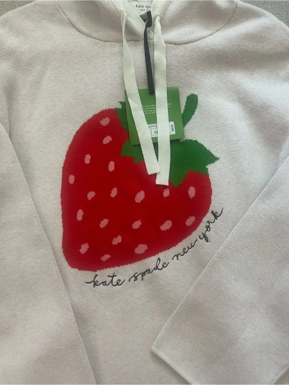kate spade Cream Hoodie with Strawberry Motif